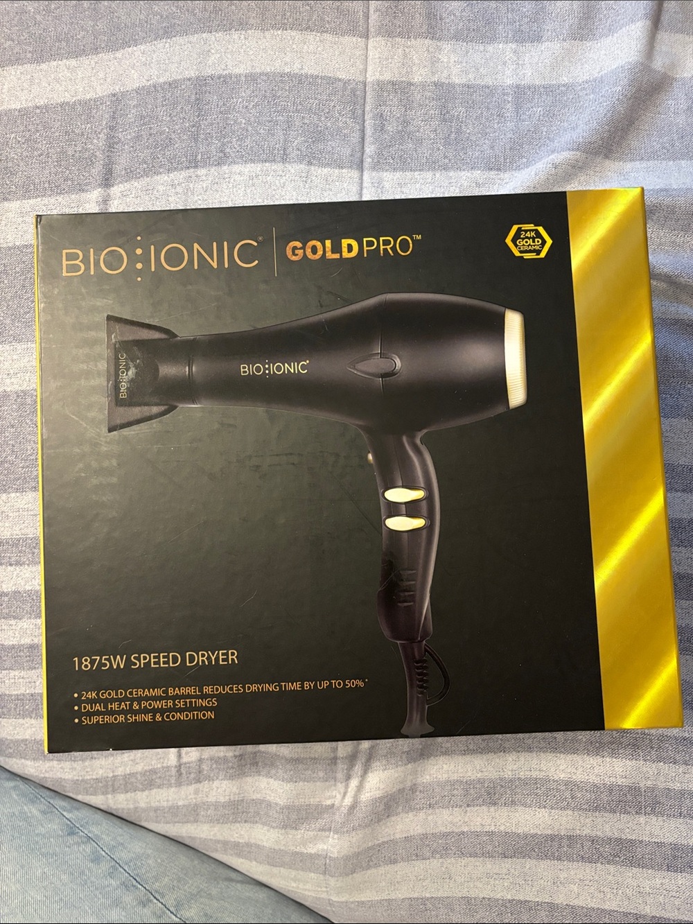 Bio Ionic GoldPRO 1875W Speed Dryer in Black and Gold
